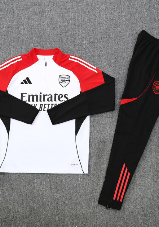 2025/2026 Arsenal White and Black x Red Tracksuit
