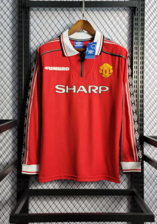 1998/1999 Retro Manchester United Home Jersey Long Sleeve