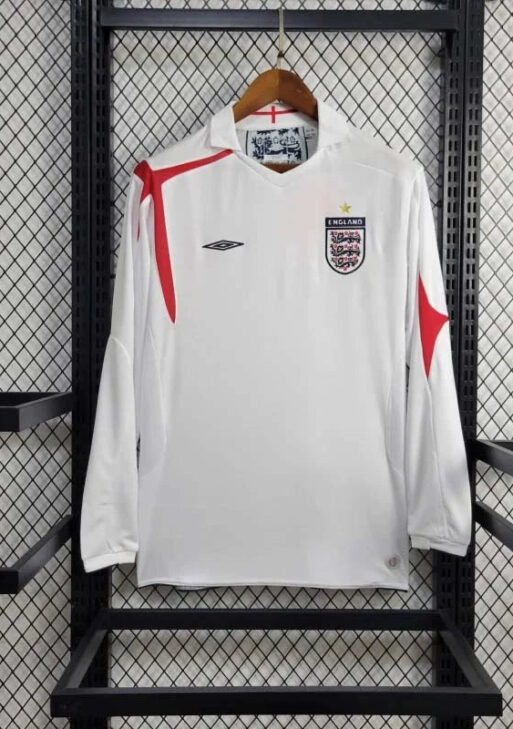 2006 Retro England Home Jersey Long Sleeve