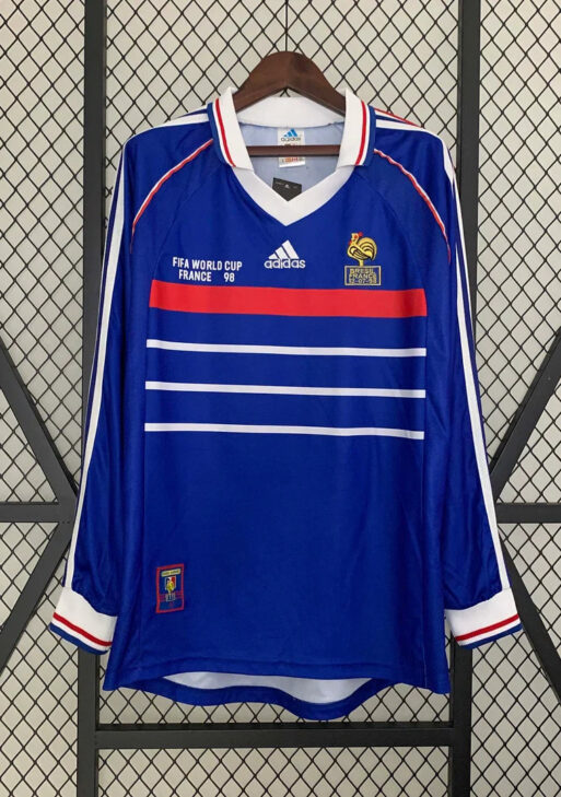 1998 Retro France Home Jersey Long Sleeve