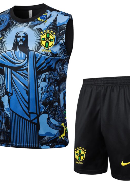 Brazil "Jesus" Blue Tank Top Set