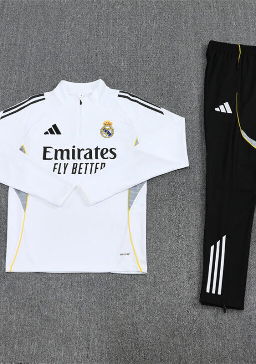 2025/2026 Real Madrid White and Black Tracksuit