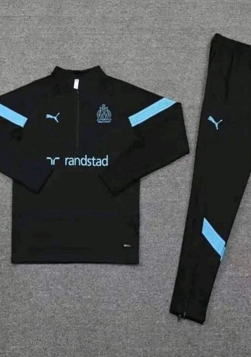Olympique de Marseille Black and Blue Tracksuit