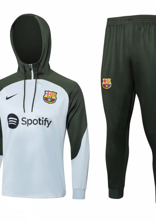 Barcelona White and Olive Green Tracksuit