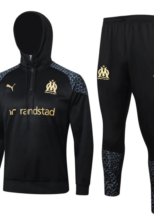 Olympique de Marseille Black and Gold Tracksuit